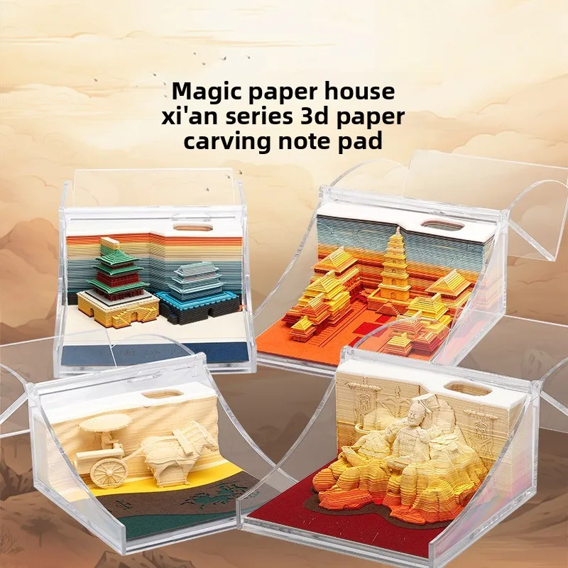 

Xi'an Cultural Creative 3D Sticky Note Стерео Резьба по бумаге Ремесло Креативная бумага Искусство Терракотовые воины Декоративная записка