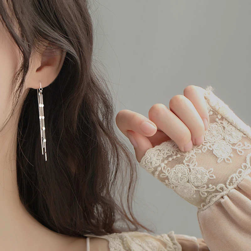 

*S925 sterling silver tassel earrings for women
