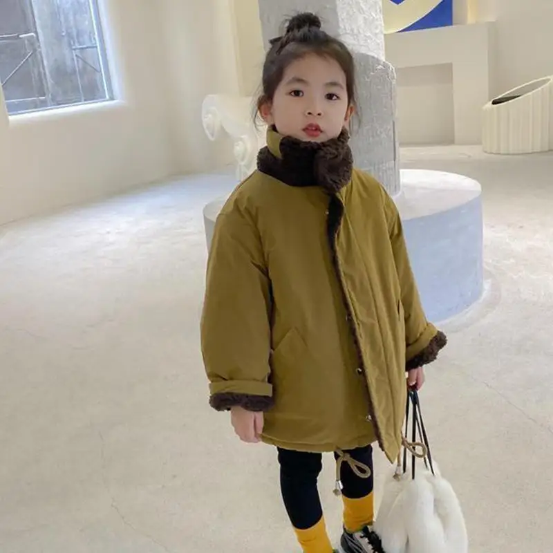 2025 filles manteau chaud automne hiver couleur bloquant vêtements d'extérieur épaissi hauts confortable rembourré veste enfants vêtements 4-12 ans