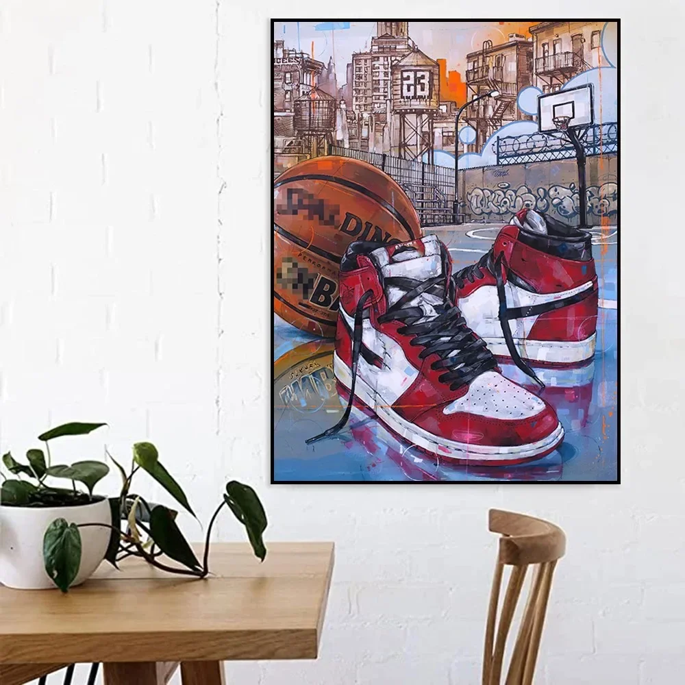 Classic Abstract Wall Art, Graffiti Popular Fashion Sneakers, HD Canvas Print Poster, Home Living Room Bedroom Decoration