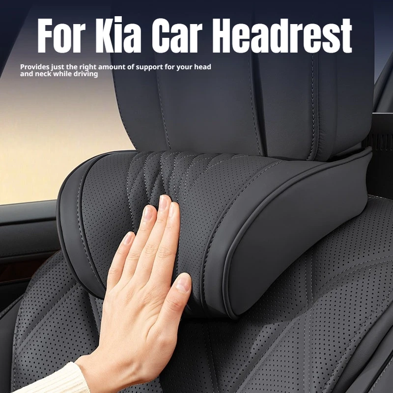For Kia Nappa Leather Car Headrest Fit Sportage Sorento Carnival Stinger K5 EV6 Niro Memory Foam Waist Cushion Relieve Fatigue