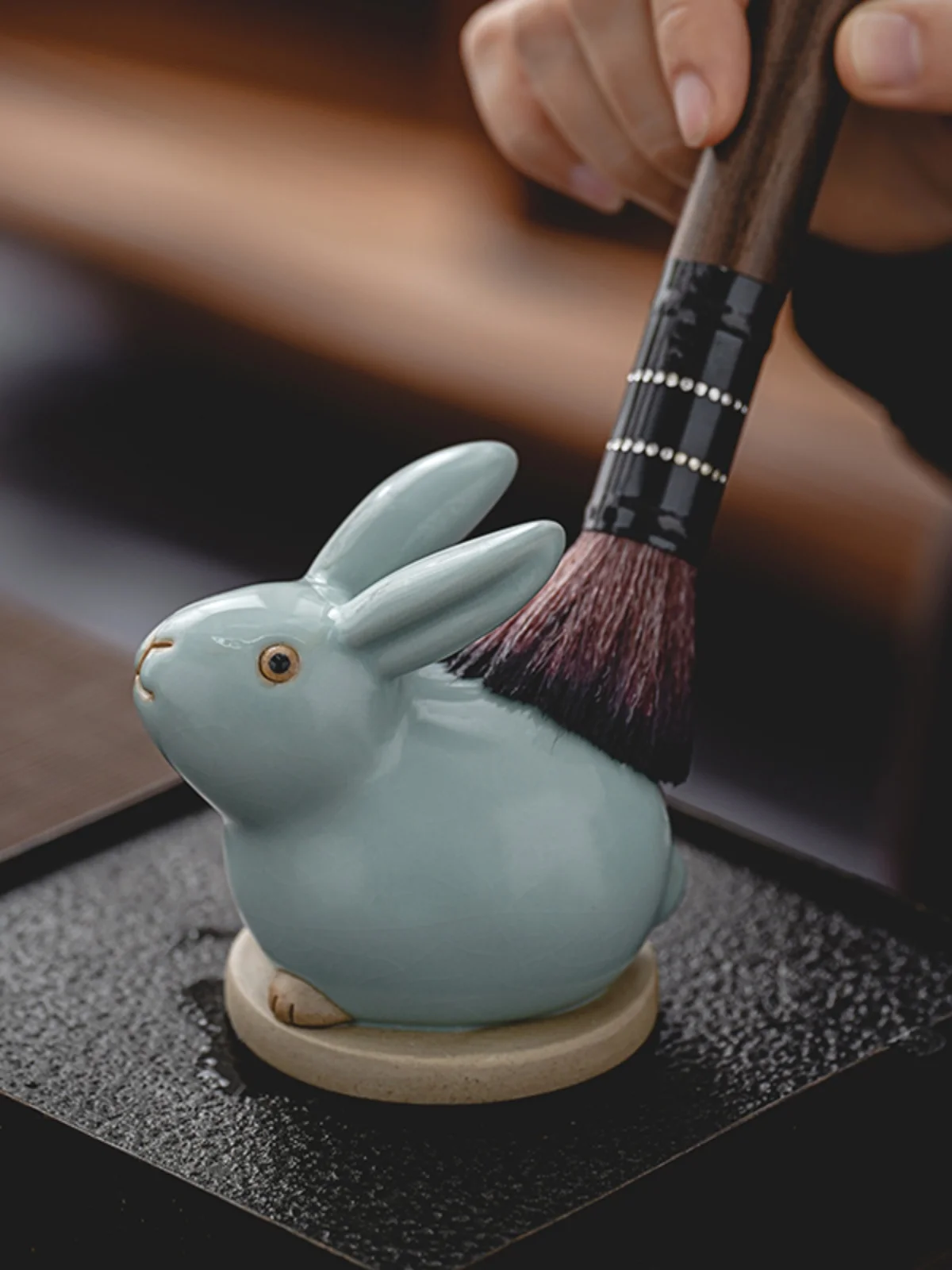 Ruyao Tea Pet Decor Rabbit Cute Animal Statue, Gongfu Tea Accessories, Tea Sets, Zen Home Decoration