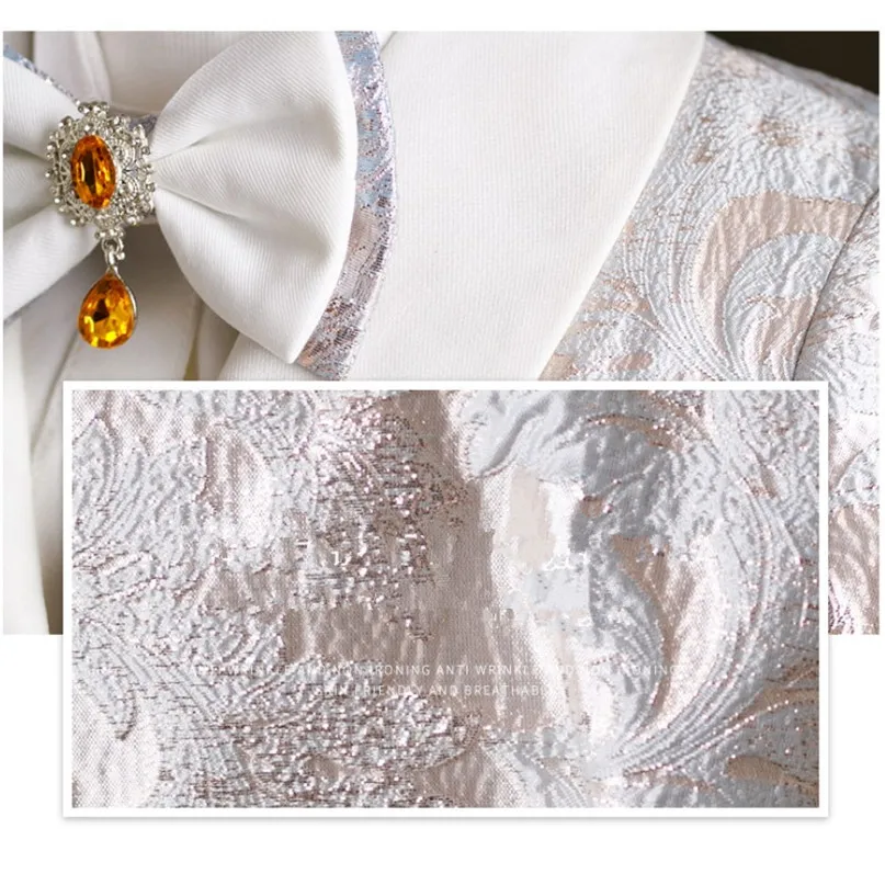 Luxus-Smoking-Anzug-Set für Jungen, Kinder-Jacquard-Blazer mit Stickerei, Hose, Fliege, Outfit für Hochzeit, Geburtstag, Festzug, Party-Kostüm – Detail 8