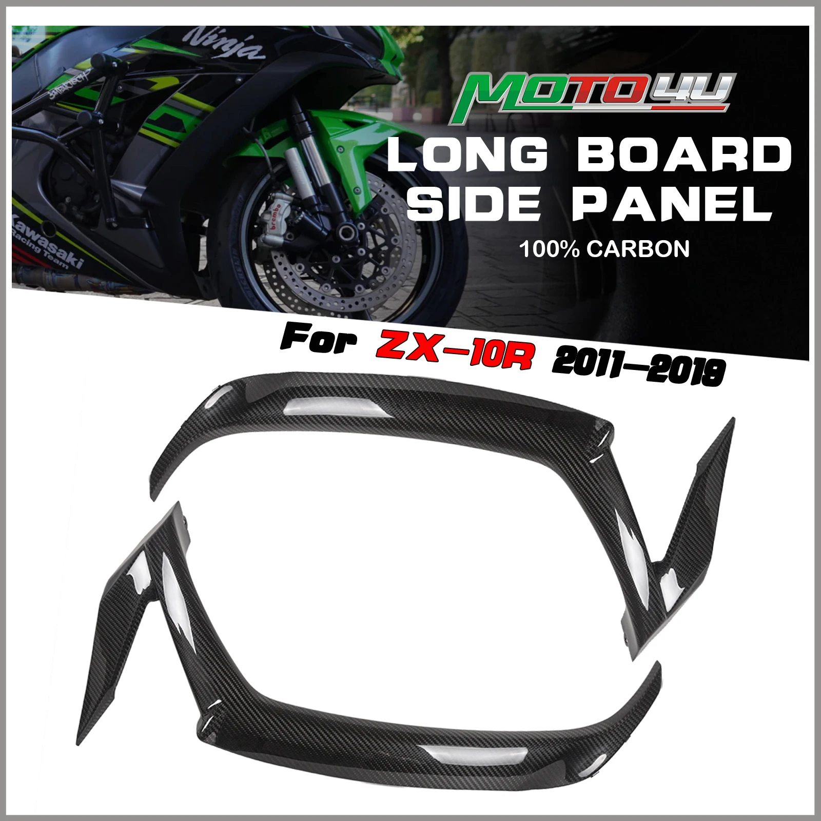 

For Kawasaki ZX-10R ZX10R ZX 10R 2011-2019 100% Carbon Fiber Long Board side panel ABS Injection Fairing Motorcycle Modification