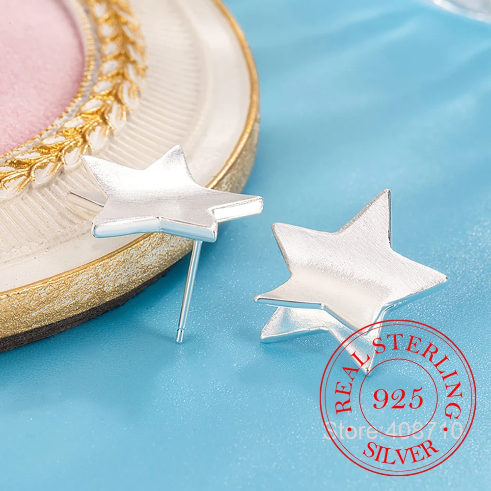

925 Sterling Silver Cubic Star Stud Earrings For Woman Christmas Gift Piercing Jewelry Aretes De Mujer Party Gifts
