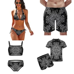 Bandana Tribe Art strój kąpielowy plażowy Push Up Bikini rodzinne wakacje zestaw imprezowy spersonalizowane męskie chłopięce surfingowy strój kąpielowy damskie męskie