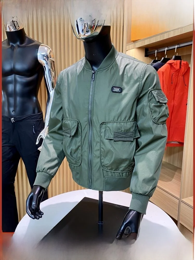 

Уличный мужской бейсбольный воротник Jaet, повседневный весенне-осенний топ большого размера, модный молодежный топ-стойка, длинный све, обычная длина