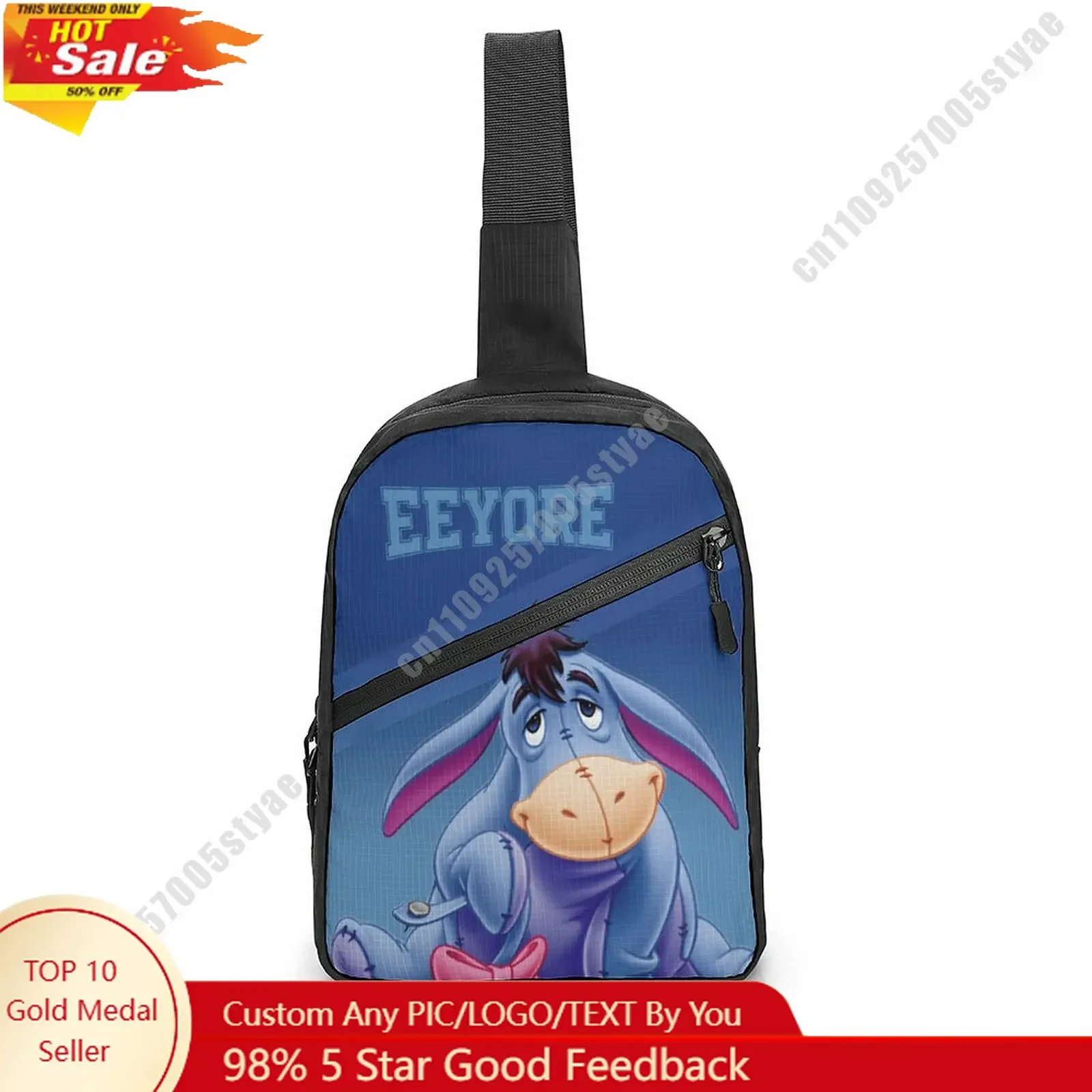 

Eeyore Chest Bag Disney Customized Personalized Photos Text Logo Lightweight Travel Sling Waterproof Shoulder Bag
