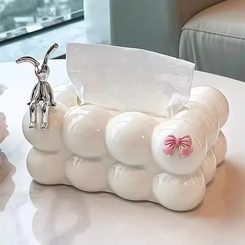 Luxury Creative Plastic Tissue Box for Living Room Dining Table Household Napkin Storage Multi-Purpose Suction Design