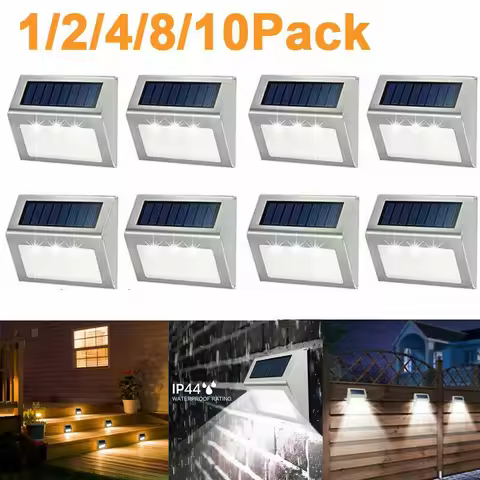 1-10Pack Solar Deck Lights Solar Wall Lights for Outdoor Railings Stair Lights Stainless Steel Step Lights for Garden Walkways