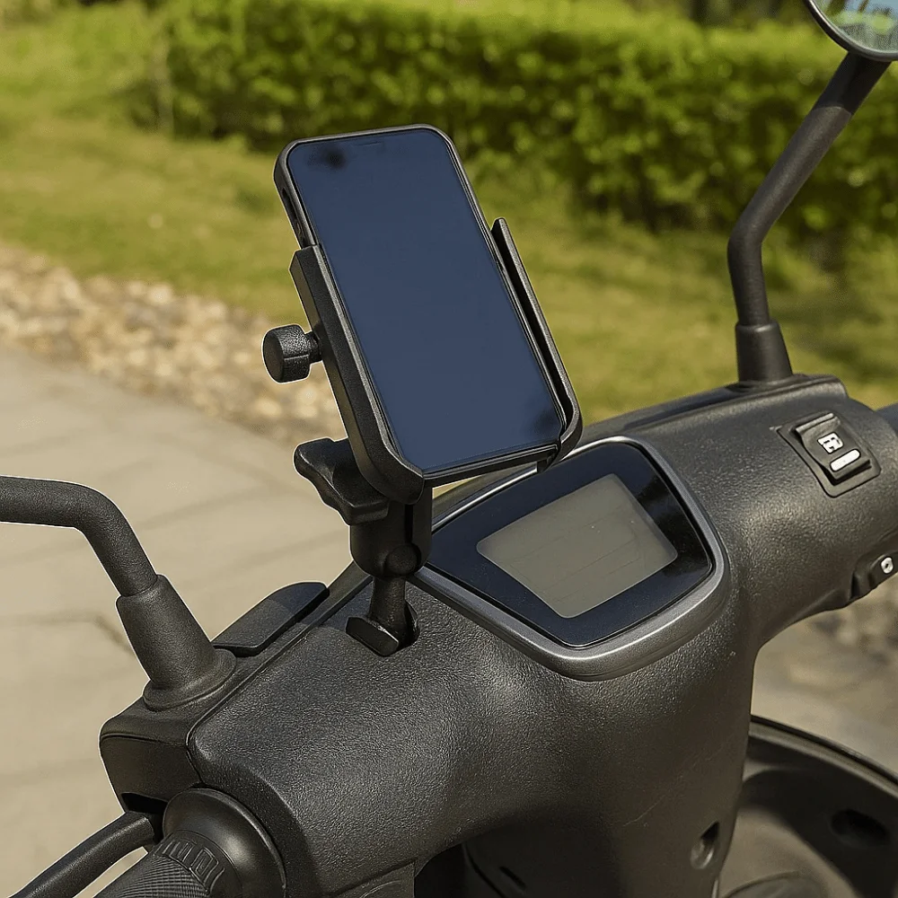 Liga de alumínio moto bicicleta espelho retrovisor suporte suporte à prova de choque suporte do telefone celular ajustável antiderrapante