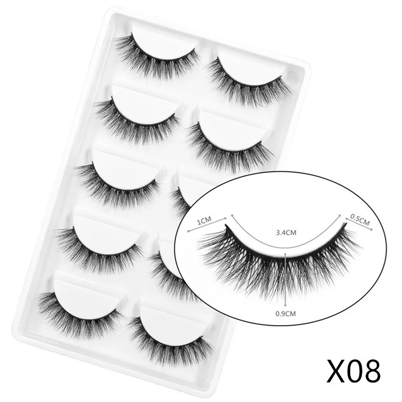 Mink Fake Lashes 5 Pairs Hot Sale Natural Long 3D Soft Short Faux Handmade Fake Lashes Makeup Tool Eyelash Extension maquiagem