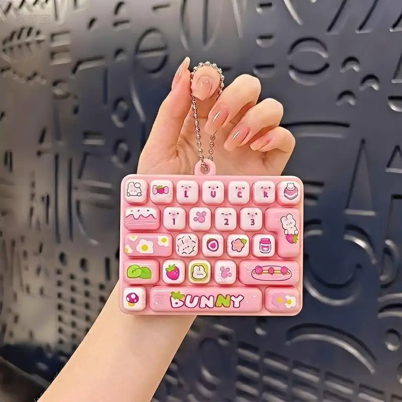 Cartoon Animal Diary 26 Grid Stress Relief Keyboard Keycap Keychain for Bags Backpacks Cars Teens Adults Couples Students Fun Gi