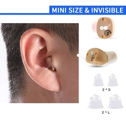 CIC C200 Mini Digital Hearing Aid Rechargeable Sound Amplifiers Wireless Ear Aids for the elderly Adjustable hearing aid