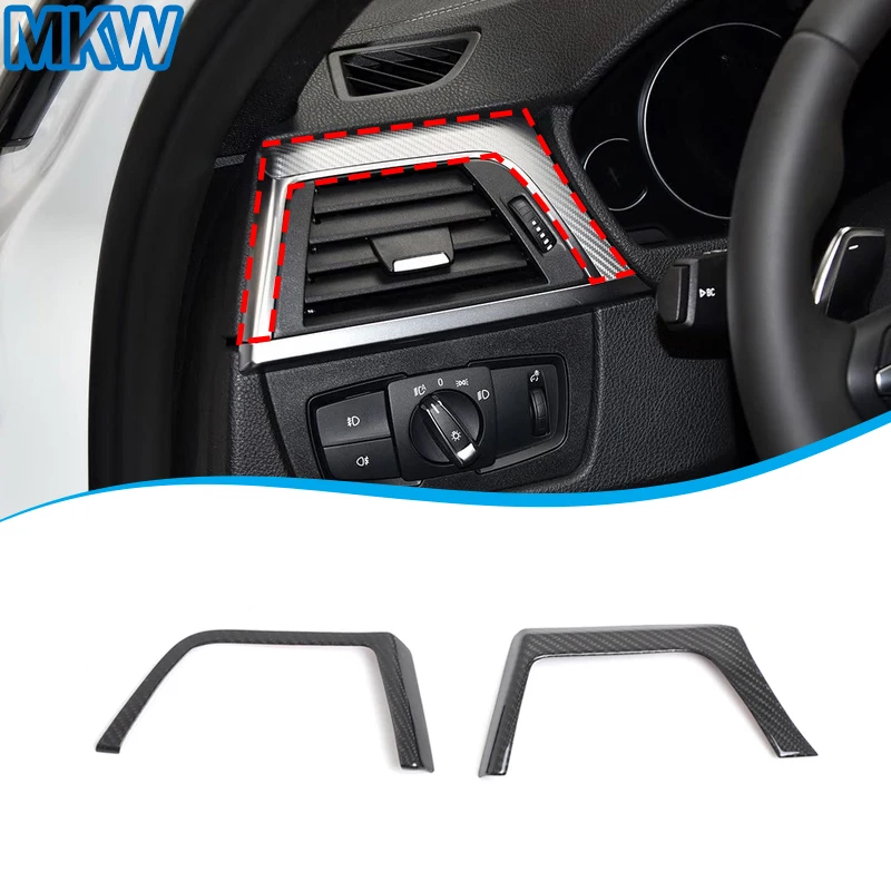 

Настоящее углеродное волокно, боковое воздуховыпускное отверстие автомобиля, декоративная рамка, наклейка, аксессуары для салона автомобиля для BMW 3, 4 серии F30 F32 2013-2019