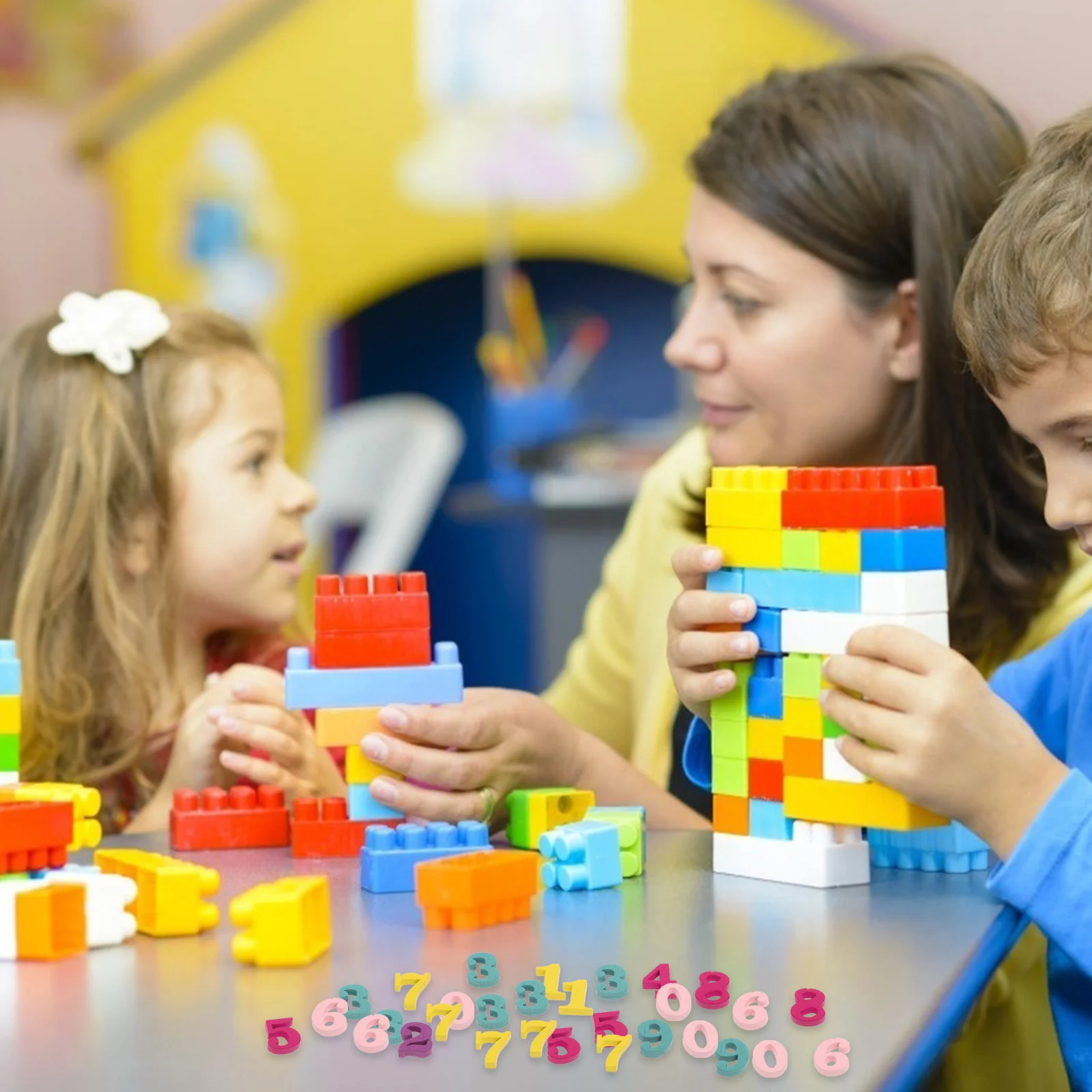 

200Pcs Wooden Number Chips Selected Wood Material Flat Light Educational Craft for DIY Arabic Numbers Decorative