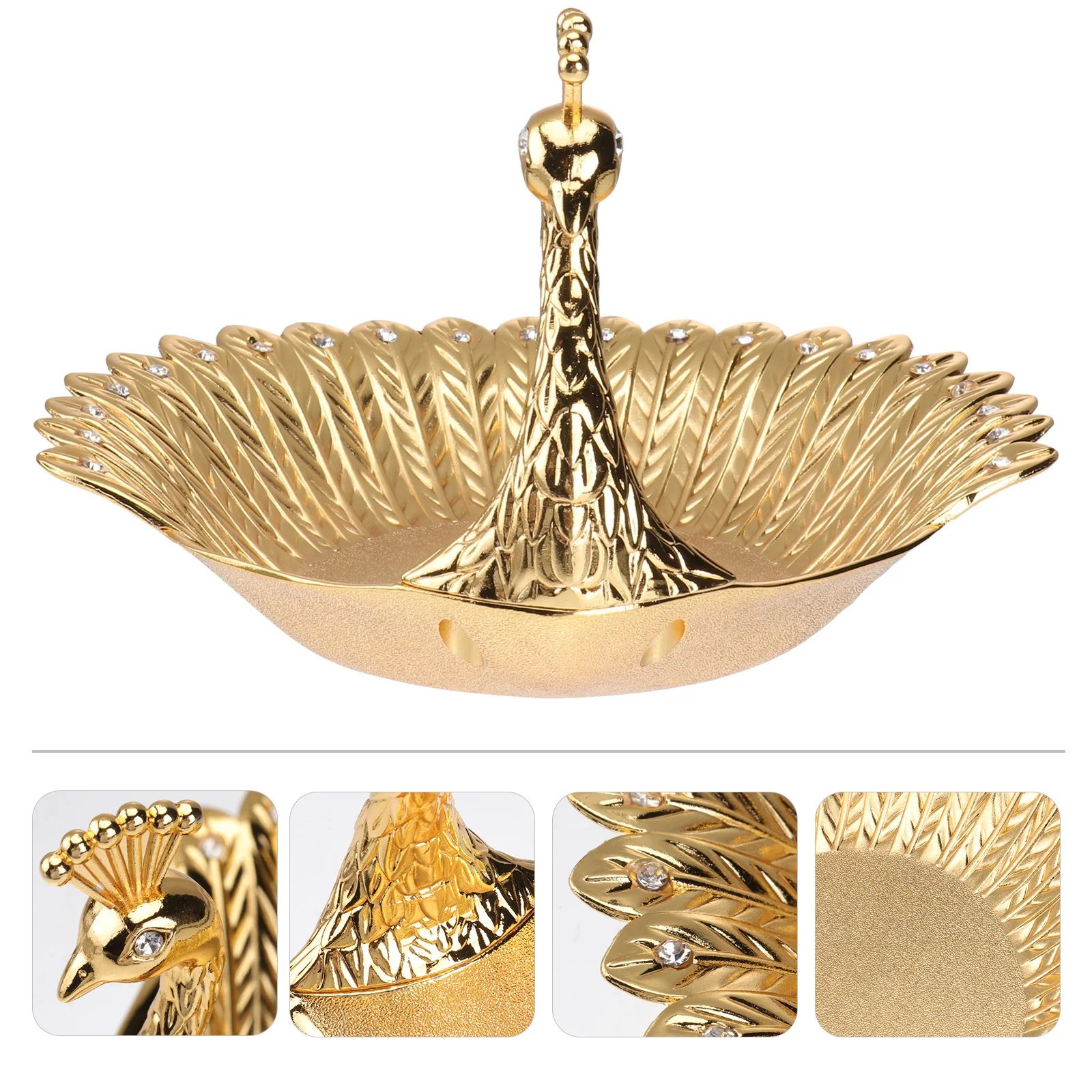

1pc Golden Fruit Plate Metal Dessert Cake Tray For Home Kitchen Desktop Storage Snack Serving Zinc Alloy Decorative Bowl