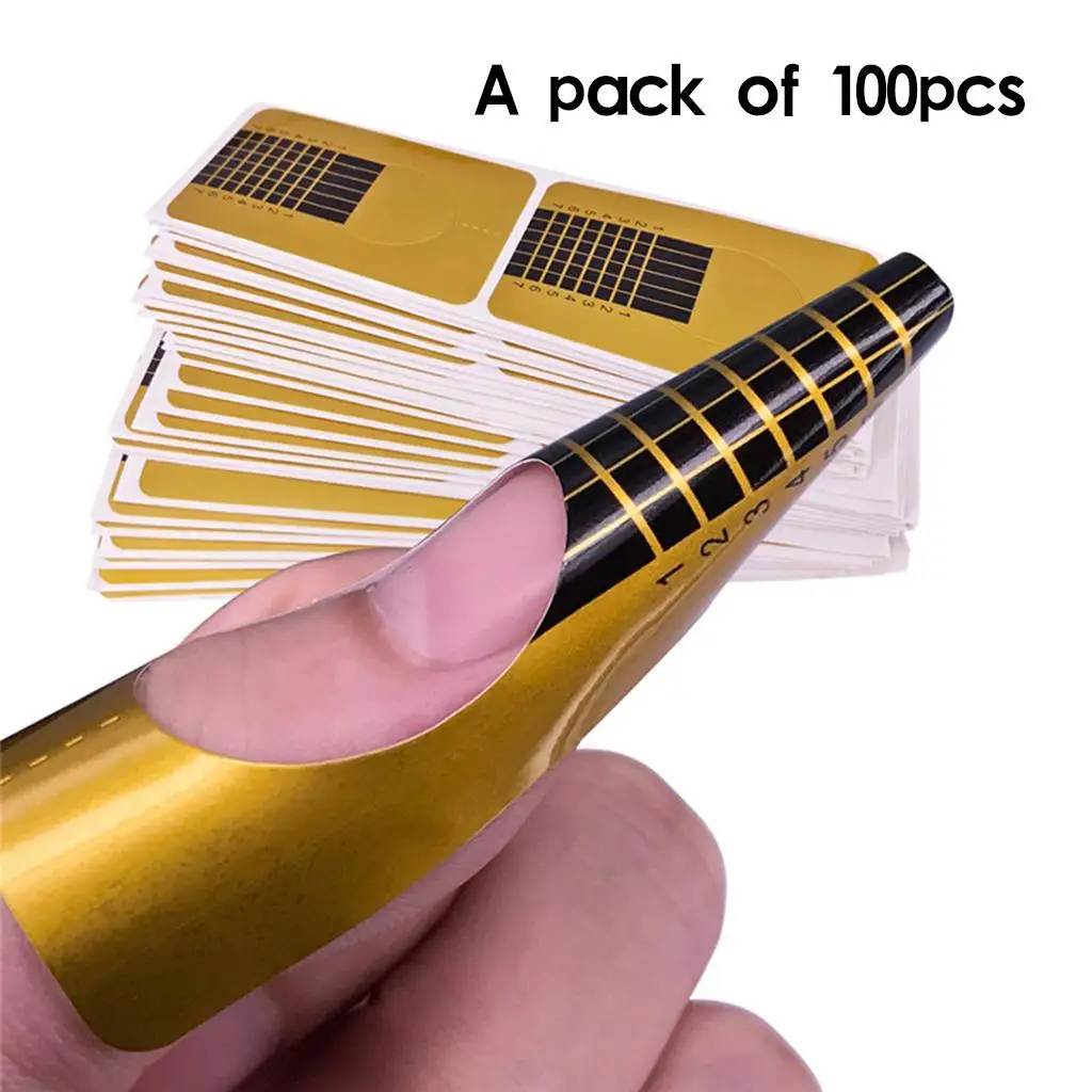 Paper Acrylic Nail Forms Foldable Reusable Sticker Extension Guide for Salon Nail Art and DIY Tips Shaping