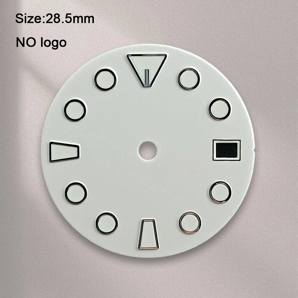 High-Quality 28.5 mm No Logo Blank Dial For NH35 Movement Custom Logo Green Luminous Watch Dials Hands Watch Repair Tools