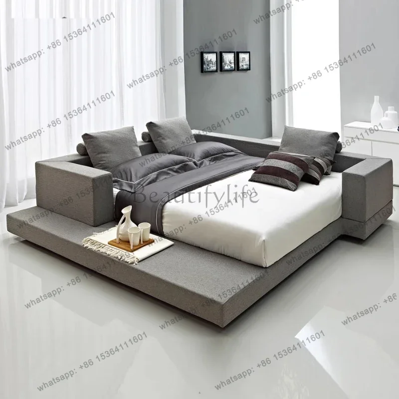 European Solid Wood Twin Bed Create Tatami Wedding Aesthetics Master Bedroom Bed Minimalist Confortable Quality Lit Furniture