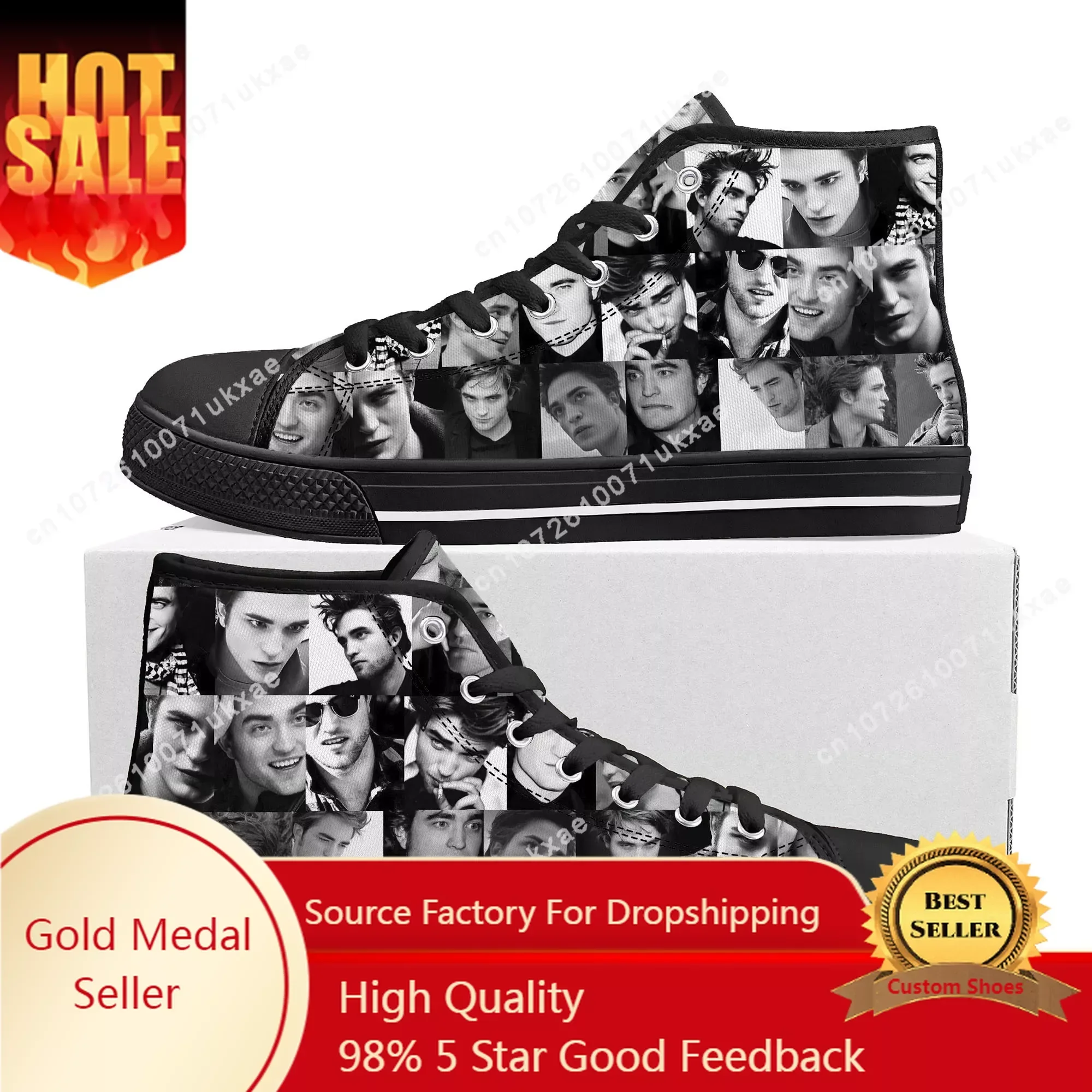 Robert Pattinson High Top High Quality Sneakers Mens Womens Teenager Canvas Sneaker Casual Custom Made Shoes Customize DIY Shoe