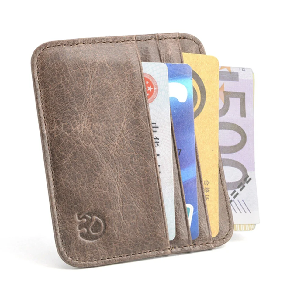 Cowhide Leather Credit Card Case Mini ID Card Holder Small Purse Man Slim Men\'s Wallet Cardholder Credit Card Holder Business