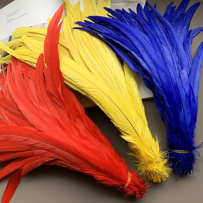 

25-30cm Natural Rooster Tail Feathers Wholesale Yellow Black Red Cock Plumes DIY Sewing Costume Accessories
