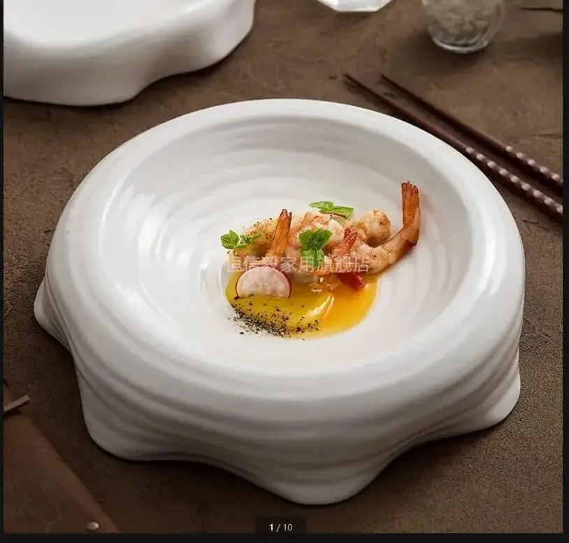 

White Ceramic Dinner PlateTableware Western Steak Plate Sashimi Disc Dessert Plate Sushi Plates Fruit Bowl Salad Bowl Snack Tray