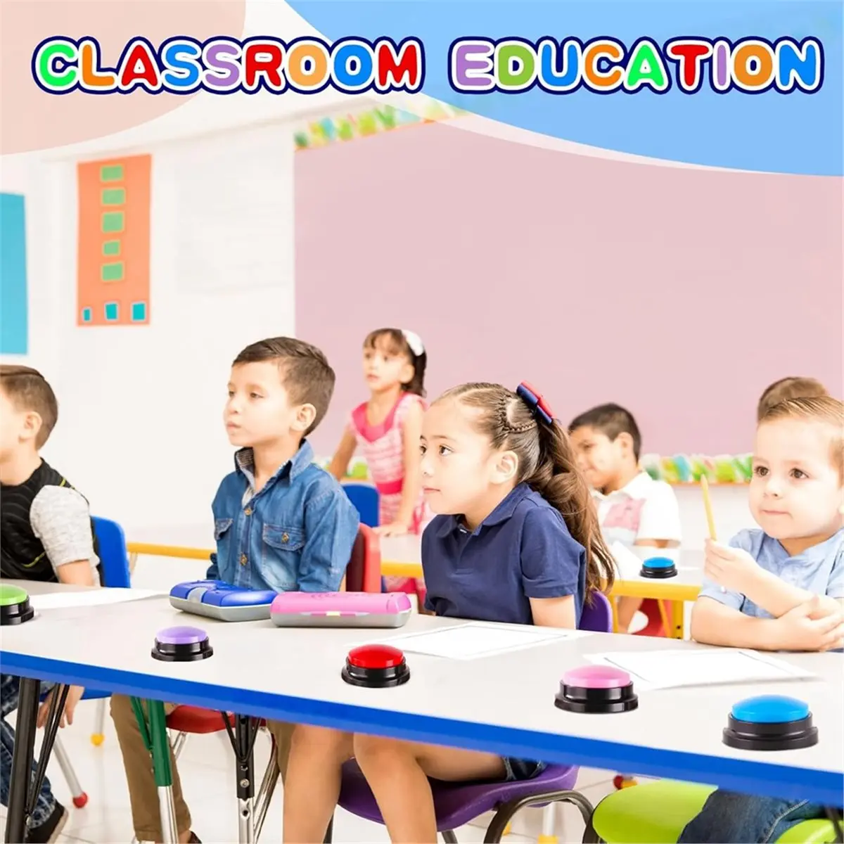 A24I 6 Pieces Recordable Answer Buzzers Button Answer Buzzers Game Show Buzzer Recordable Button Classroom Buzzers Perfect