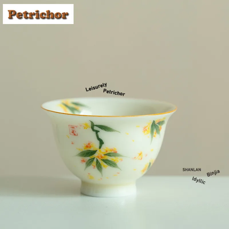 

55 мл ручная роспись белая фарфоровая чайная чашка дзен чайная чаша кувшин для дегустации чая персональная чашка Jianzhan Master чашки бытовая чайная церемония