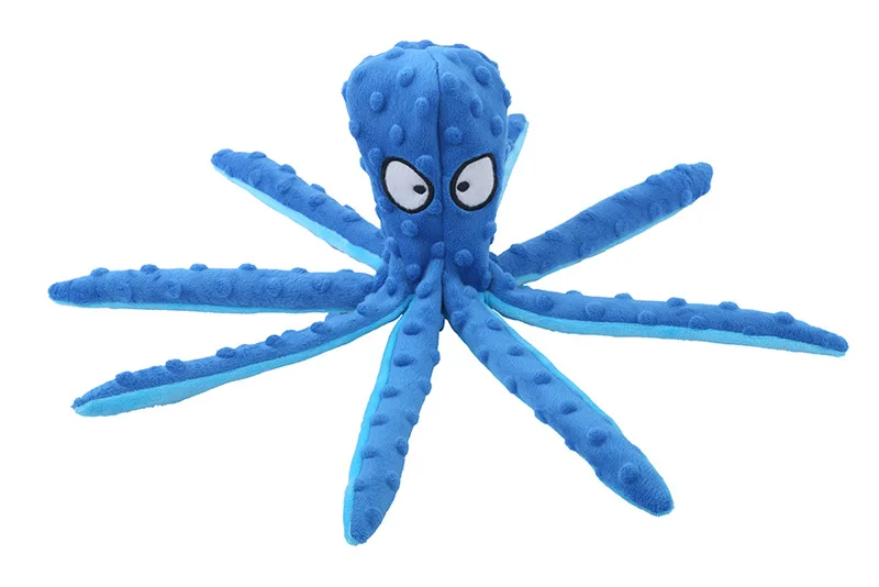 Plüsch-Oktopus-Hundespielzeug, interaktives Spielzeug, unzerstörbar, bissfest, mit Sound, quietschendes Oktopus-Rassel-Spielzeug für Welpen und Hunde – Detail 3