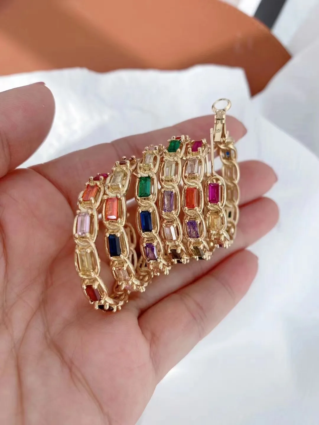 3 Pairs, Shiny Luxury High Quality Inlay Hoop Earrings Round Zircon Earrings for Women Engagement Party Jewelry Gifts