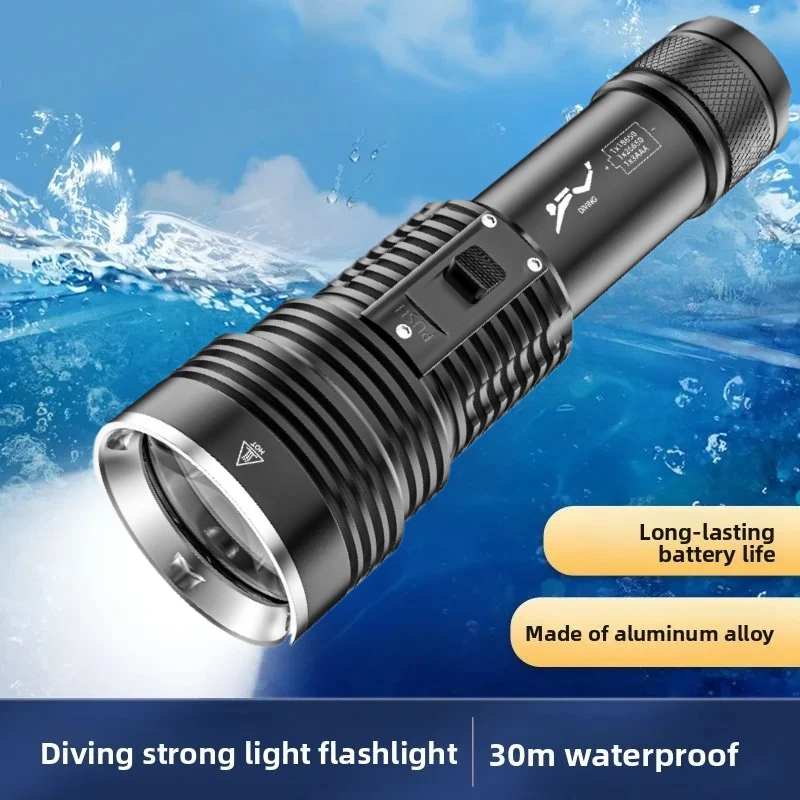 40w-プロフェッショナルダイビング懐中電灯水中戦術ランプ充電式-led-トーチ防水スキューバダイビングヘッドライト