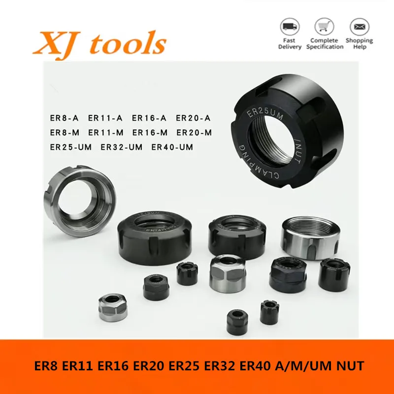 ER Nut ER8 ER11 ER16 ER20 ER25 ER32 Nut CNC Router Engraving Nuts ER High Precision Machine Nut ER Collet Accessory Sparepart