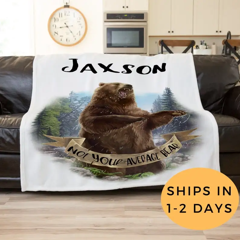 

Bear Blanket, Personalized Blanket For Adults, Housewarming Gift For Men, Personalized Guy Gift, Big Brother Gift, Brother In La