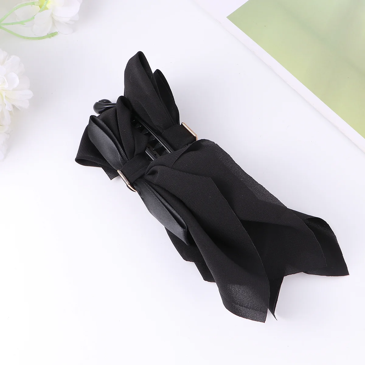 

Practical Ladies Bowknot Grip Clip Fabric Simple Fashion Style Hair Clip Hair Accessories for Women (Black)