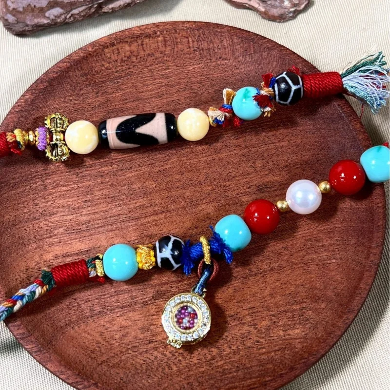 Nepal Imported Multi-Bead Dzi , Cultural Accessories, Tassel Hand-Woven, Buddhist Beads