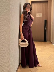 Customized Matching Jersey Pleat A-line V-neck Midi Dresses Evening Dresses Classic Exquisite Modern Style Pastrol Unisex Chines