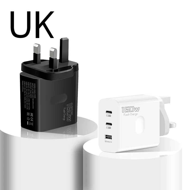 160W USB Type-C Phone GaN Charger USB-C PD Fast Charging Power Adapter For Huawei Xiaomi Realme For Tablet