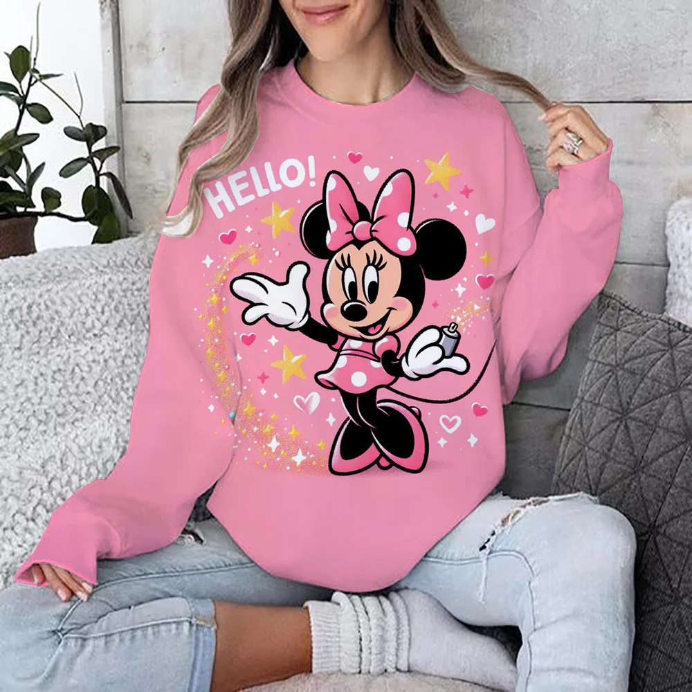 Disney Mickey Mouse Women\'s Sweatshirt Autumn Large Hoodie Kawaii Fashion Sudaderas Y2k Clothing Large Hoodie