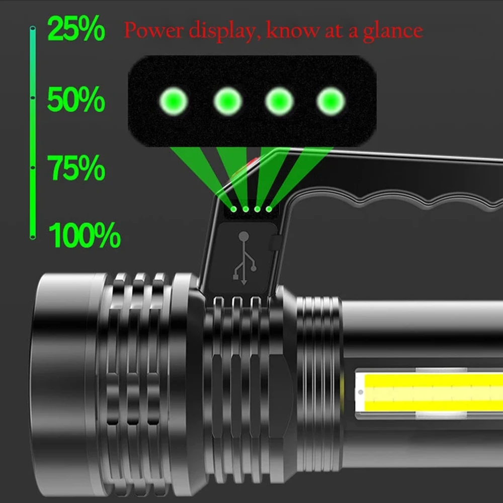 Портативный светодиодный фонарик, ручной фонарик, прожектор, Ночной светильник, мощные фонарики дальнего действия с USB-зарядкой, охотничий прожектор a1