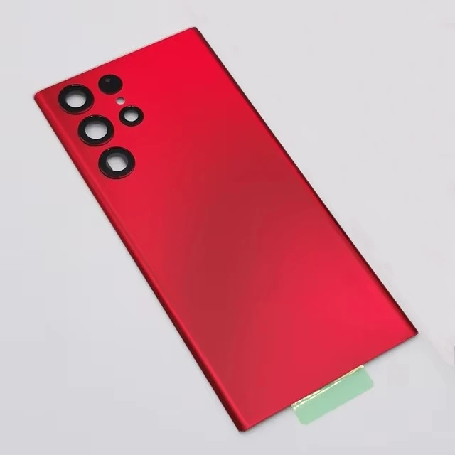 الإسكان الخلفي لهاتف سامسونج جالاكسي S22 الترا غطاء خلفي زجاجي لإصلاح استبدال حافظة باب البطارية + ملصق عدسة الكاميرا #5