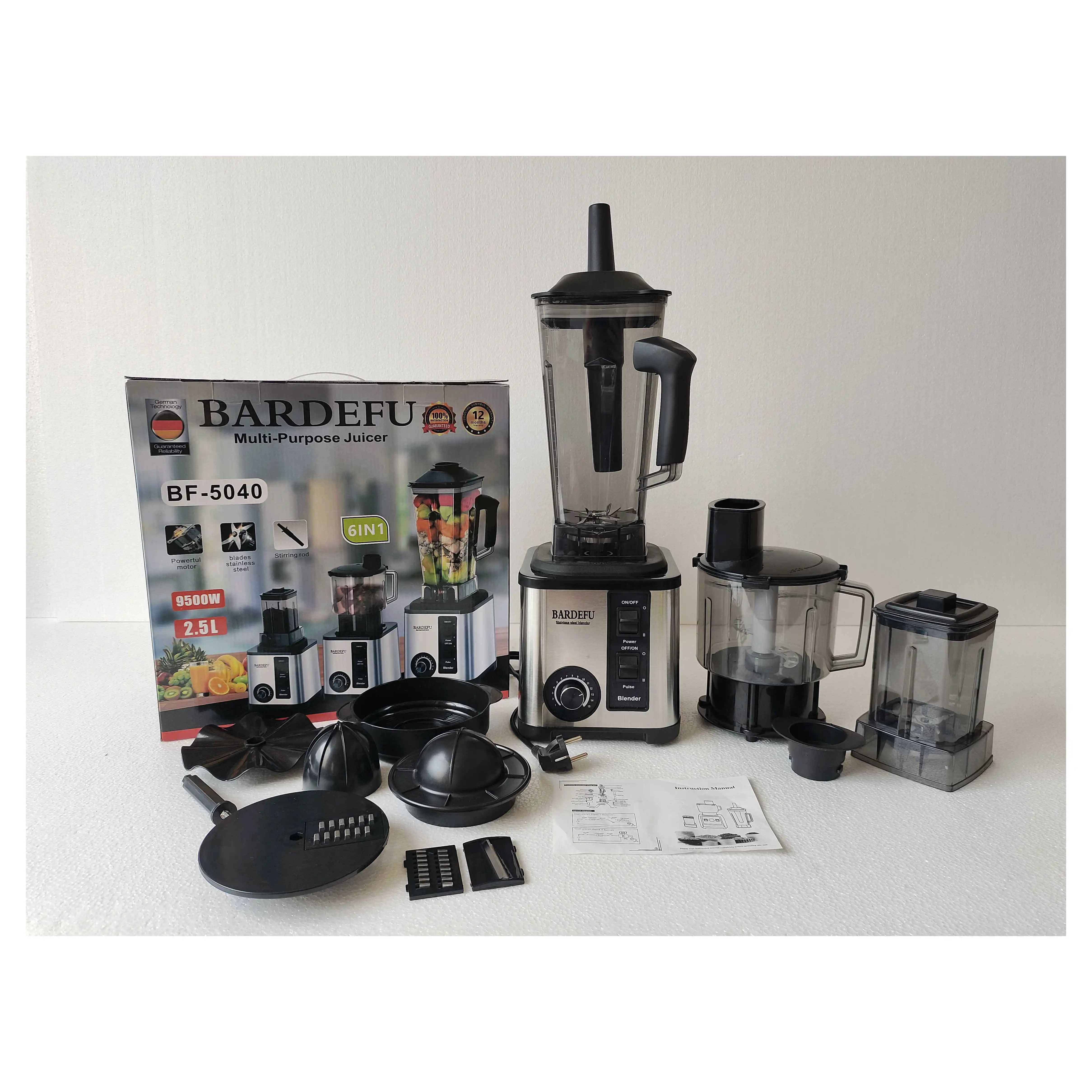 Espremedor e liquidificador elétrico comercial 6 em 205, máquina de cozinha prateada resistente de 3000 W para frutas e sucos frescos