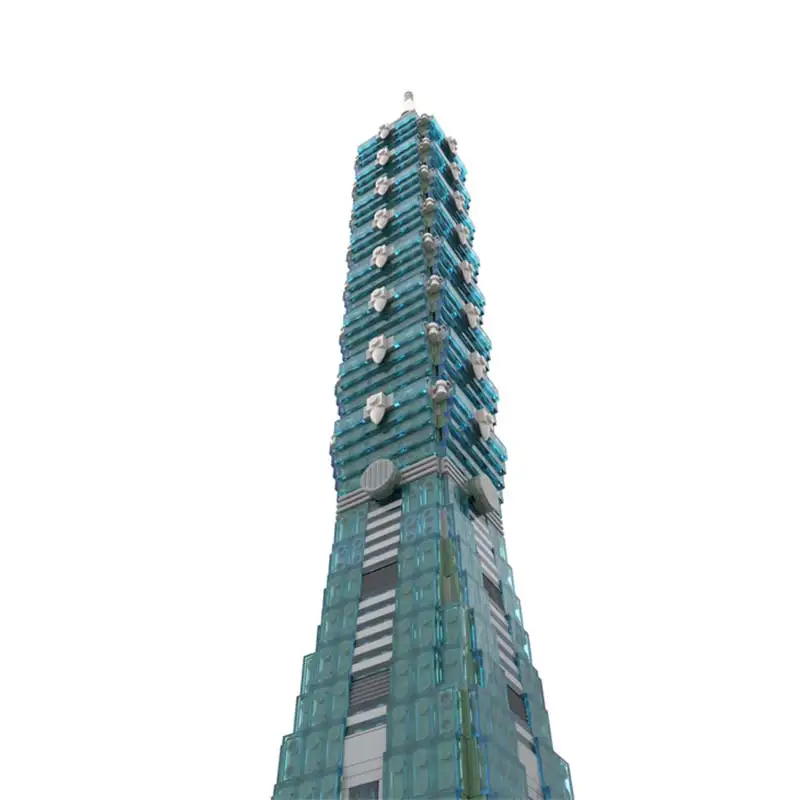 Modern Architecture Taipei 101 Building Block City Famous Tower Model Technology Bricks Desktop Ornament Kid's Puzzle Toys Gifts
