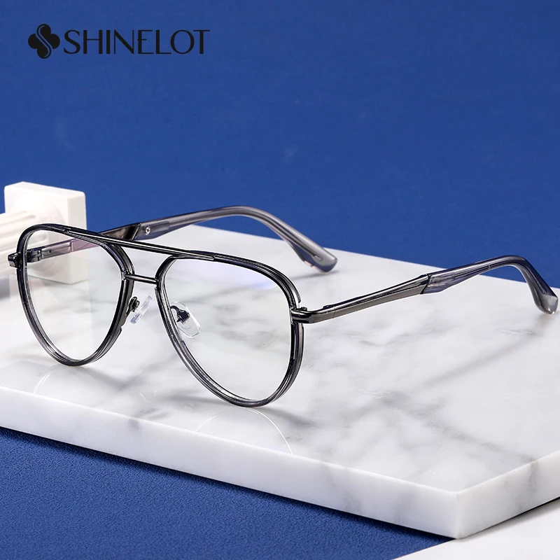 

97730 Oval Style Double Bridge Eyeglasses Frame Eye Protection Trendsetters Glasses Youth Style Hot Sale Male Eyewear