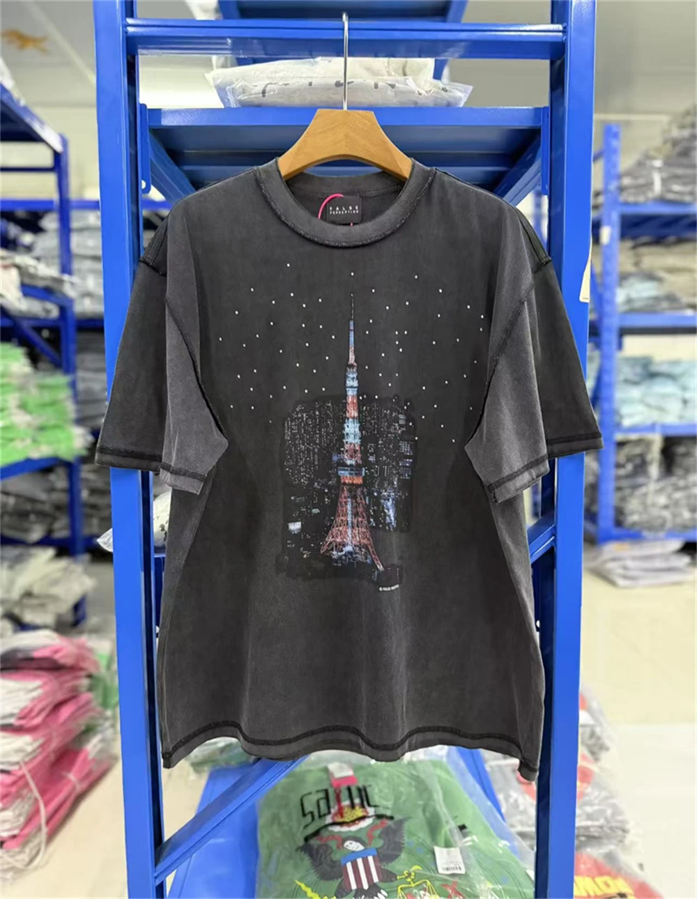 False Summer Vintage Washed High Street Casual Pattern Printed Sports Rock Short Sleeve Cotton Versatile Loose T-shirt Oversize
