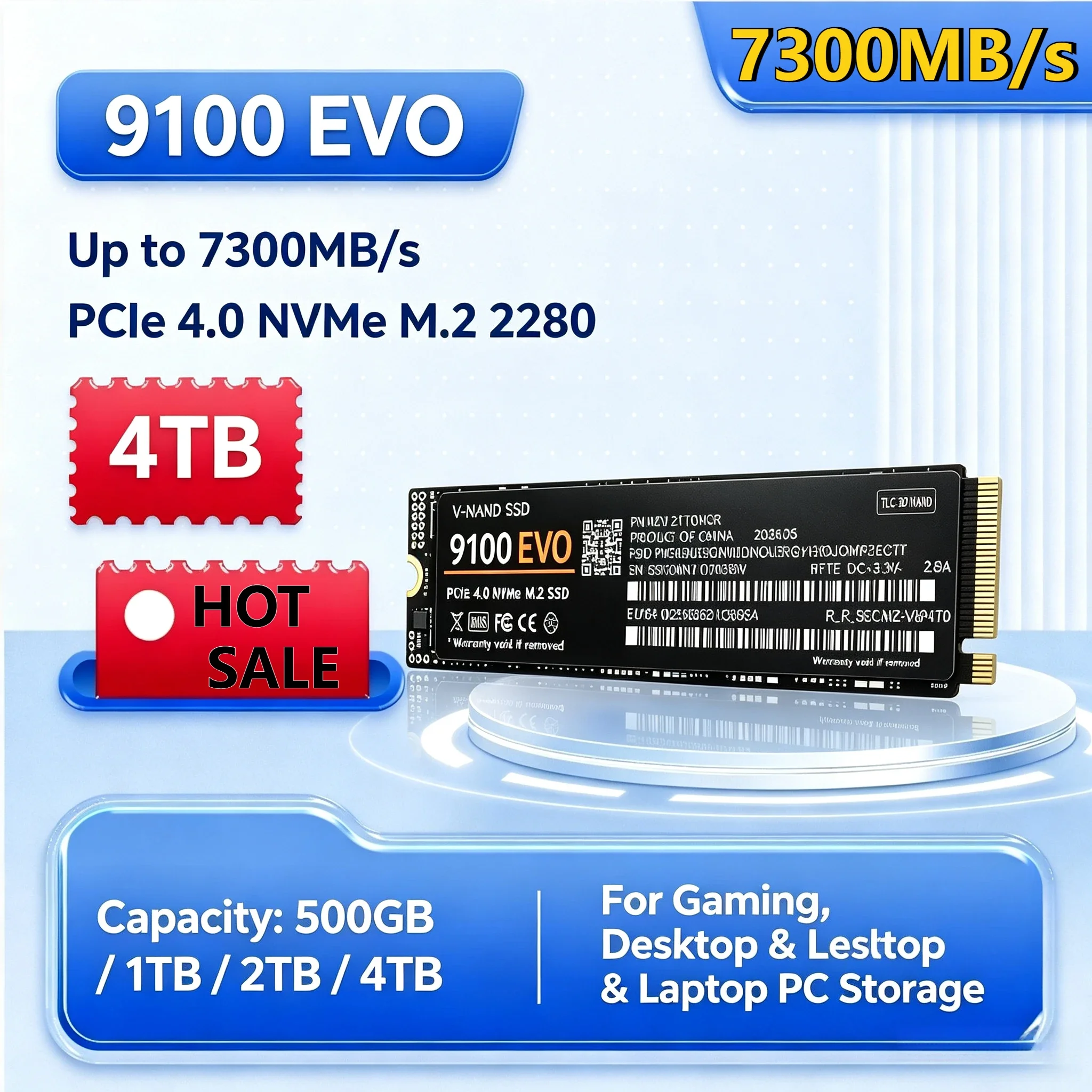 9100 EVO 7300MB/s TLC 3D NAND M.2 2280 NVMe SSD Internal Solid State Drive 500GB-4TB For Gaming Desktop Laptop PC Storage.