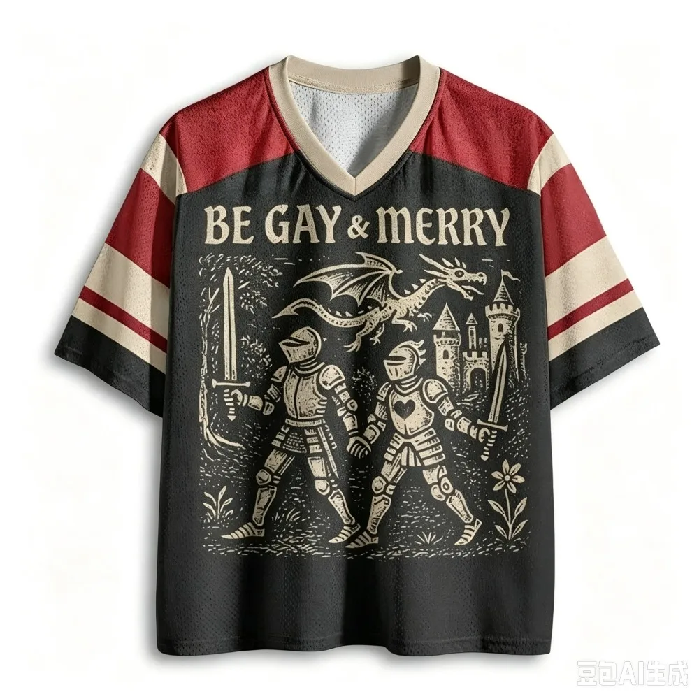 Retro Gothic Knight Fighting The Dragon3DPrint Quick-dry Sports Men Women Vneck LooseTshirt Fashionable Street Parental Clothing