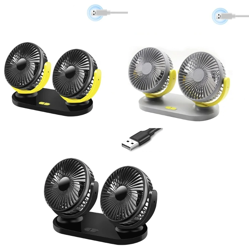 Автомобильный воздушный вентилятор с двойной головкой, электрический вентилятор для приборной панели, внедорожника, автофургона,