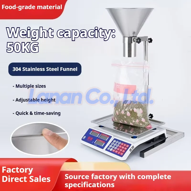 Manual Filling Machine Stainless Steel Large Diameter Feeding Hopper Packaging Vacuum Bag Oil Sub-Packing Funnel With Bracket